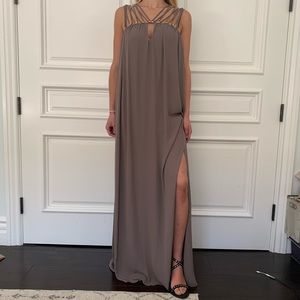 BCBG MAXARIA Grey Maxi long flowy dress with slit